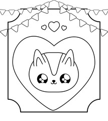 head of cute cat baby with garlands kawaii style