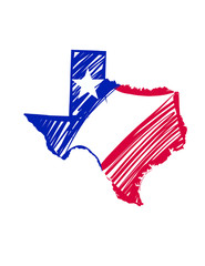 Texas map colored vector illustration of the country and its islands An illustrated silhouette