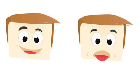 Fototapeta premium Human face happy and ill emoticon. vector illustration