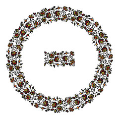 Vector illustration. round ornament of embroidered good like handmade cross-stitch ethnic Ukraine pattern.