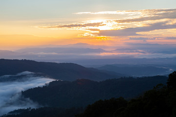 Mountain scenery during the sunset