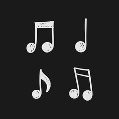 Music note doodles. Set of musical melody symbols. Hand drawn illustrations,