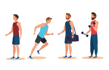 Fototapeta premium set of fitness men practice sport activity