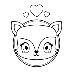 head of cute fox baby kawaii style