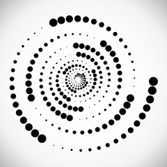 Abstract dotted vector background. Halftone effect. Spiral dotted background or icon