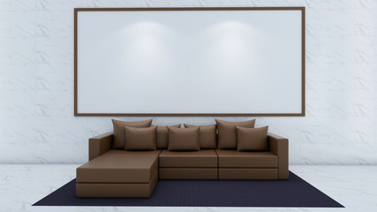 3d render of interior living room mock up, Copy space area, Sofa and carpet