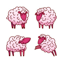 Vector illustration Lambs. Insomnia design concept.