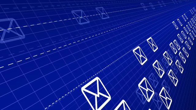 Envelope, E-Mail, flying mails abstract background. Seamless loopable background.