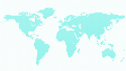 Halftone world map background - vector illustration from dots