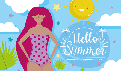 woman hello summer holiday design