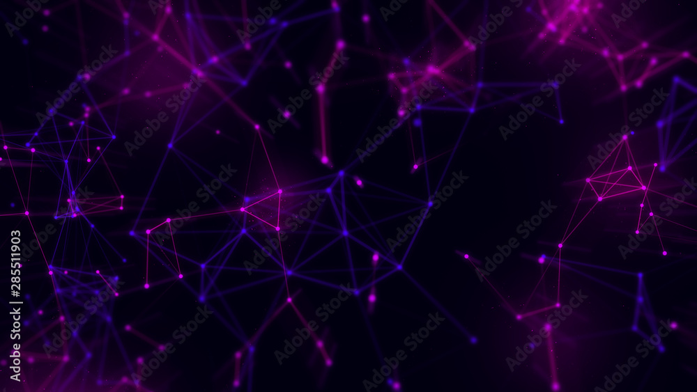 Wall mural abstract futuristic universe cyber network server online, background illustration 3d rendering, ai c
