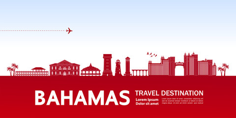 Bahamas travel destination grand vector illustration.