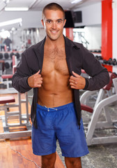 Obraz premium Man with naked body at sports club