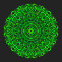 Floral ornamental mandala graphic - vector design element on black background