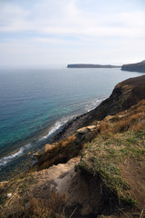 Fototapeta na wymiar Russky Island, Far East of Russia. Vladivostok. Cliffs above the sea of Japan