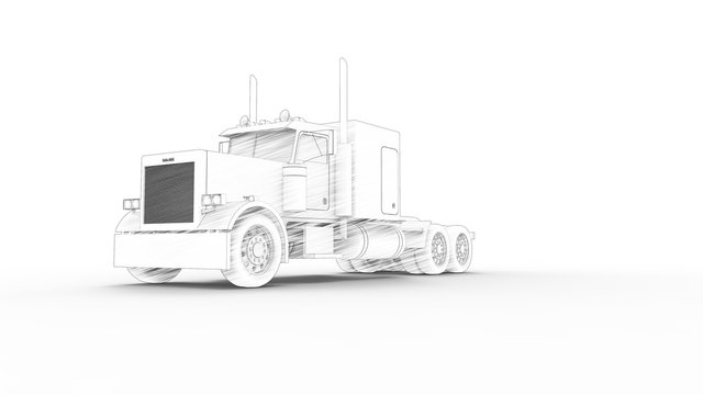 3d rendering 3d illustration of the side view of a heavy truck