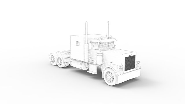 3d rendering 3d illustration of the side view of a heavy truck