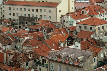 Fototapeta na wymiar Roof view of houses in the town of Split, Croatia
