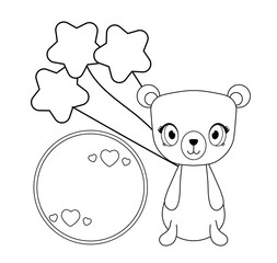 cute bear baby in card kawaii style