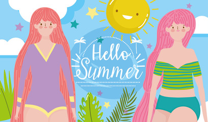 women hello summer holiday design