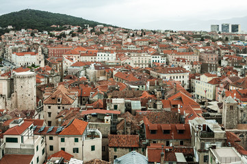 Fototapeta na wymiar Roof view of houses in the town of Split, Croatia