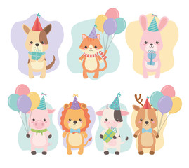 verjaardagskaart met karakters van kleine dieren