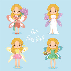 cute girl in fairy dress cartoon