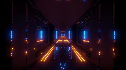 futuristic sci-fi temple tunnel with nice reflection background 3d rendering