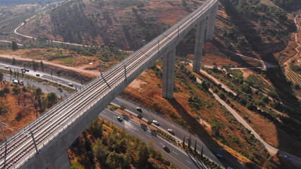 Large Tarin Bridge in Jerusalem Entrance Aerial