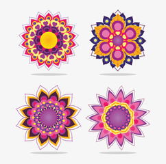 raksha bandhan flowers mandala design set