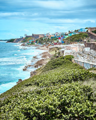Coastal view of Old San Juan, Puerto Rico - obrazy, fototapety, plakaty