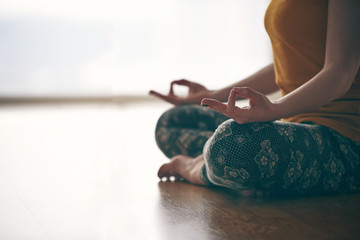 Female Padmasana mudra yoga flow