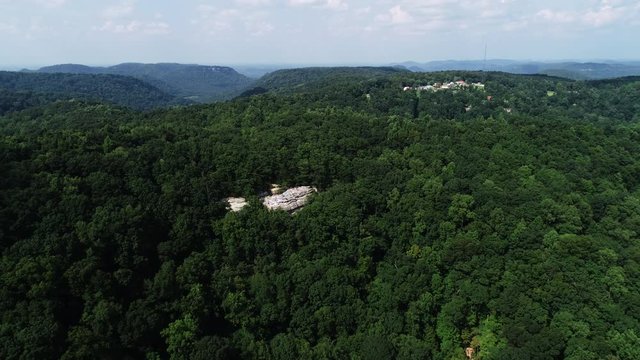 Aerial, rural forest landscape in Vernon