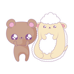 cute bear with sheep baby animals kawaii style