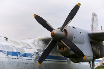 Elements of the old Soviet military aircraft close-up.