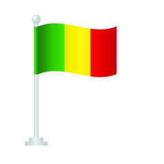 Guinea  flag. National flag of Guinea on pole vector 