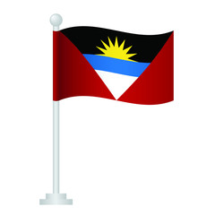 Antigua and Barbuda flag. National flag of Antigua and Barbuda on pole vector 