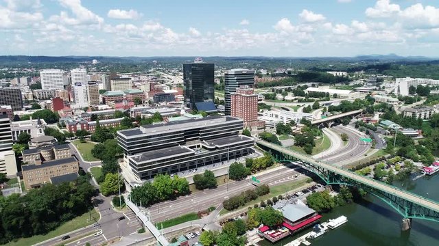 Tall buildings in downtown Knoxville, aerial