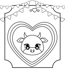 head of cute bull baby kawaii style