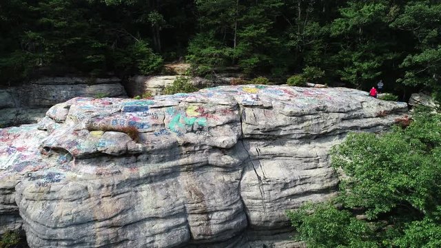 Panning aerial, famous Graffiti Rock