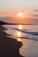 Landscape photo of the beach of Port Ginesta in Barcelona.