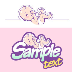 Diaper logo template. Baby in diaper emblem. 