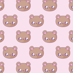 pattern of heads cute bears baby kawaii style