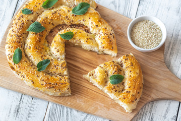 Phyllo pie stuffed with feta