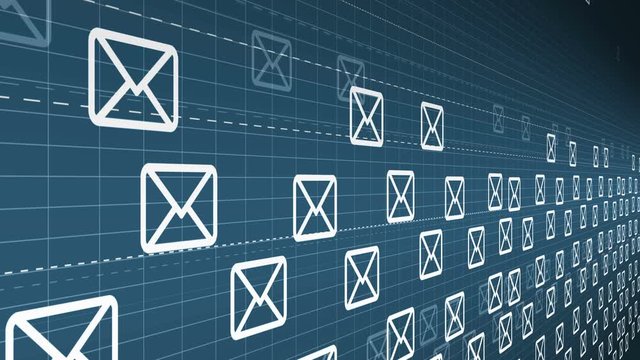 Envelope, E-Mail, flying mails abstract background. Seamless loopable background.