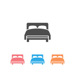 Double bed vector icon set