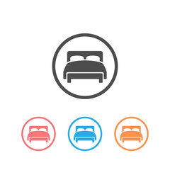 Double bed vector icon set