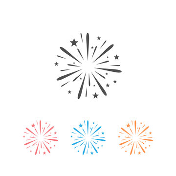 Firework set icon. Sign vector on white illustration
