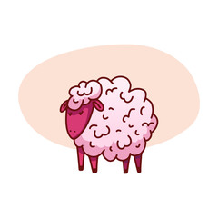 Sheep vector illustration. The concept of trying to sleep, counting the sheep, insomnia, sleep disorders, baby sleep. Vector.