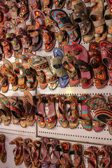 handmade indian leather sandals in shop